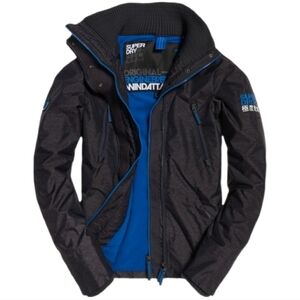 Superdry‎ Men's Black Blue Polar Windattacker Winter Double Zip Jacket 2XL